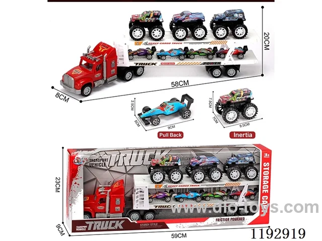 Tractor loaded 3PCS inertia 4PCS tin trucks