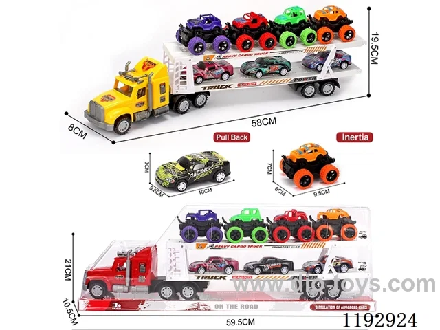 Trailer loading 4PCS Inertia 3PCS pull back tin bike