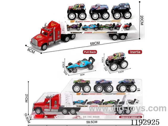Tractor loaded 3PCS inertia 4PCS tin trucks