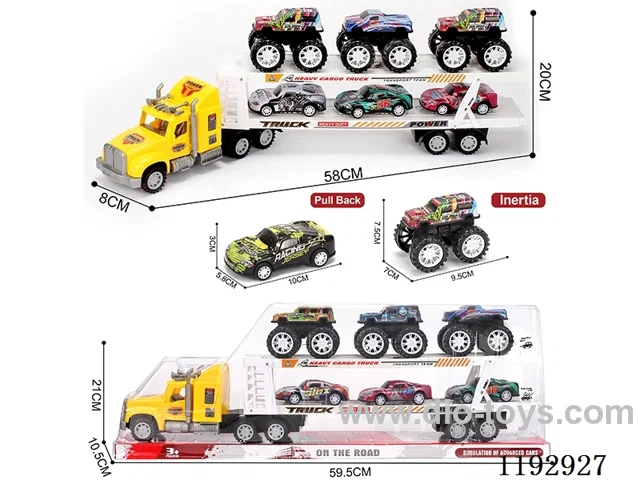 Trailer load 3PCS pull back 3PCS inertia tin vehicle