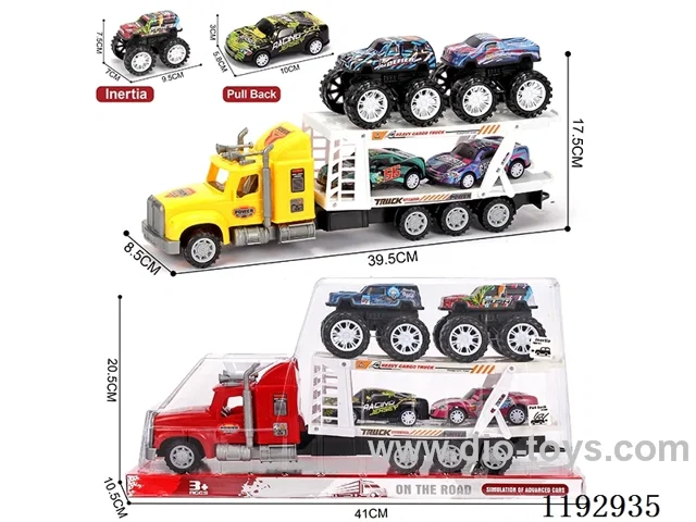 Trailer loading 2PCS Inertia Tin Wagon 2PCS pull back Tin Wagon
