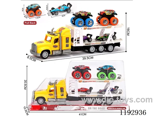 Trailer with 4PCS pull back tin bike