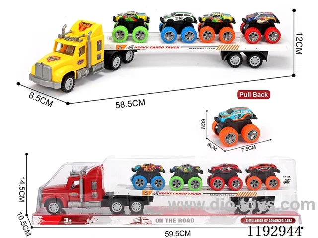 Trailer with 4PCS pull back tin bike