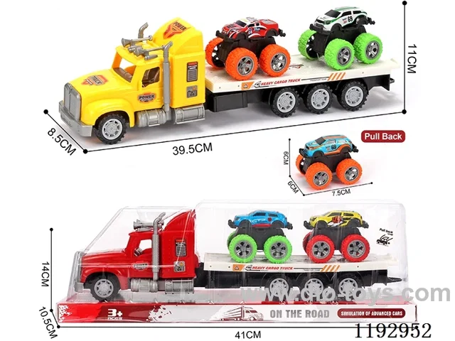 Trailer with 2PCS pull back inertia tin car