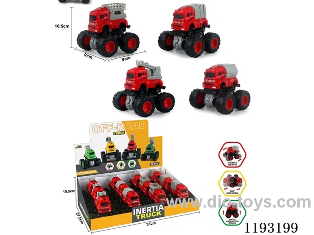 Dual Inertia Swing Stunt Tumbling Fire Truck on Big Wheels