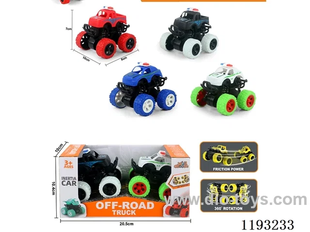 Dual Inertia Swing Stunt Tumbling Big Wheel Police Car (2pcs)