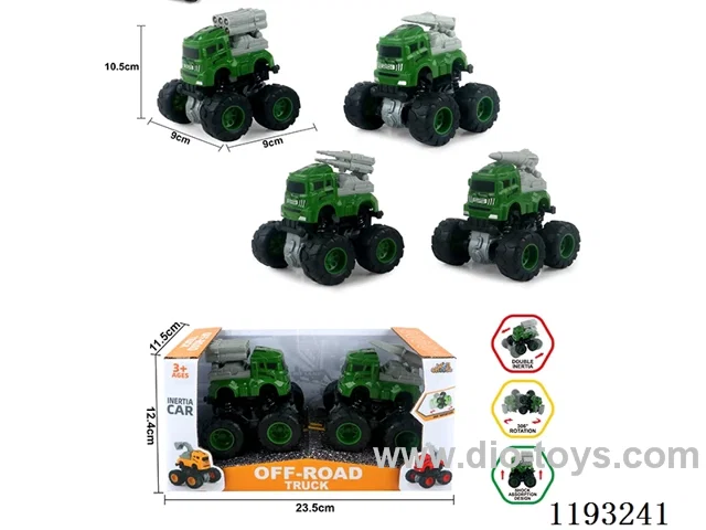 Double Inertia Swing Stunt Tumbling Big Wheel Military Vehicle (2pcs)