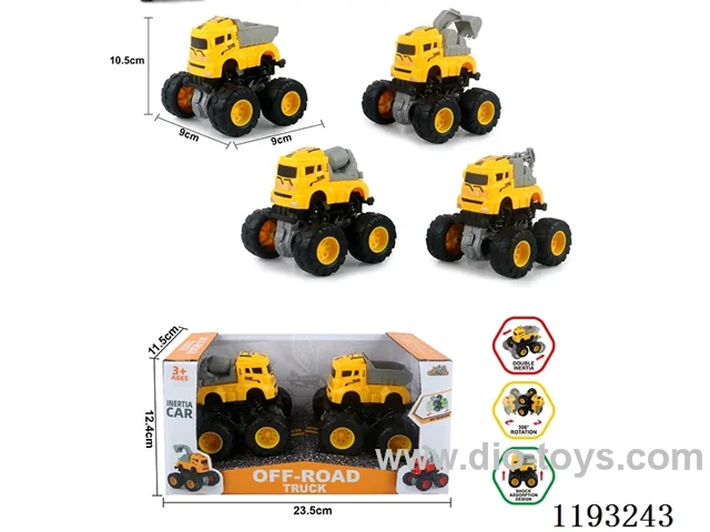 Double Inertia Swing Stunt Tumbling Big Wheel Engineering Vehicle (2pcs)