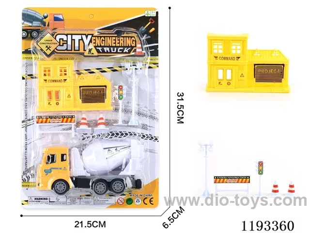 Inertia construction vehicle with 5 pieces set of signposts + house