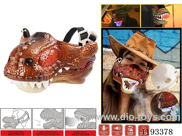 Dinosaur mask with spray/light/voice change