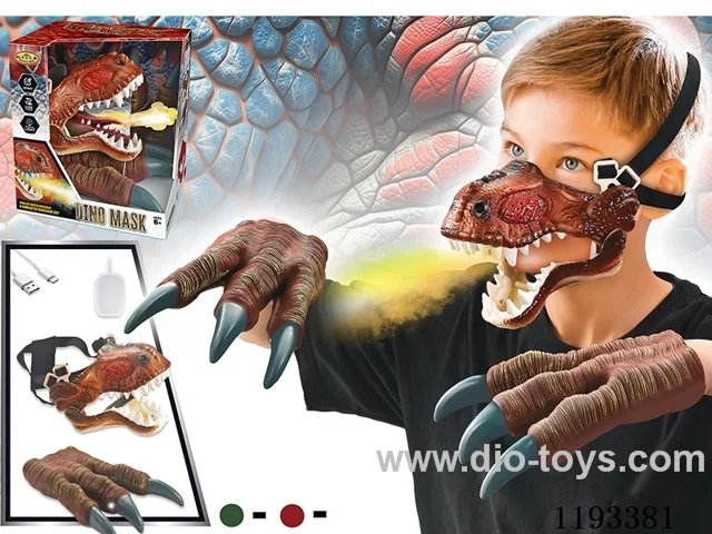 Dinosaur Mask with Spray/Lights/Claws