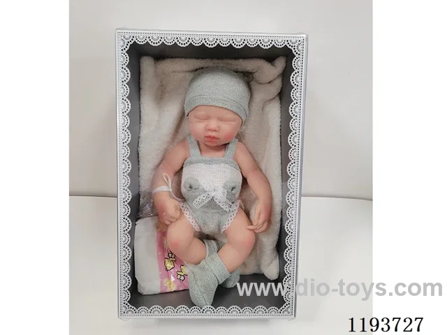 13 inch newborn solid silicone doll with pillow/pacifier/diaper (baby boy)