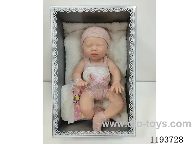 13 inch newborn solid silicone doll with pillow/pacifier/diaper (baby girl)