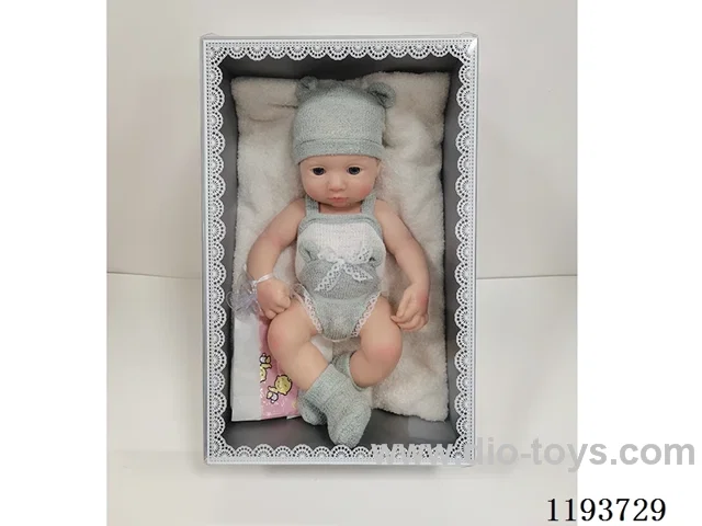13 inch newborn solid silicone doll with pillow/pacifier/diaper (baby boy)