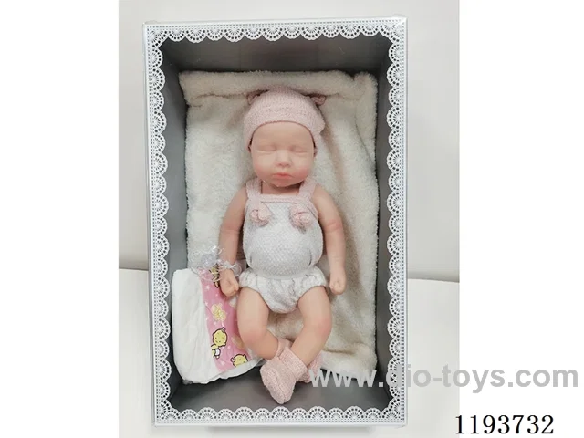 13 inch newborn solid silicone doll with pillow/pacifier/diaper (baby girl)