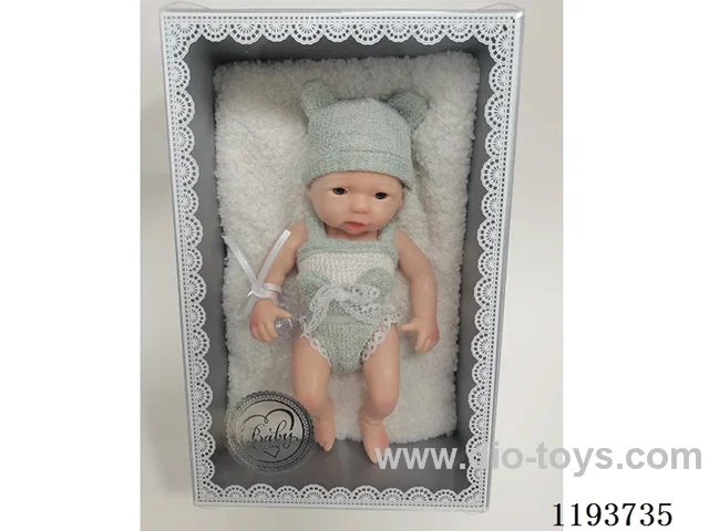 8 inch newborn solid silicone doll with pillow/pacifier (baby boy)