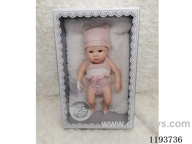 8 inch newborn solid silicone doll with pillow/pacifier (baby girl)