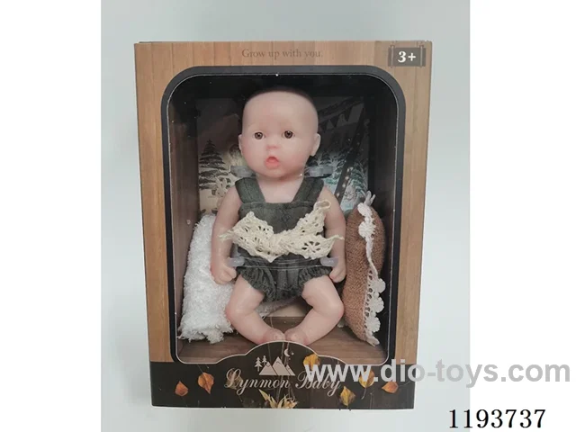 6 inch newborn solid silicone doll with pillow/quilt (baby boy)