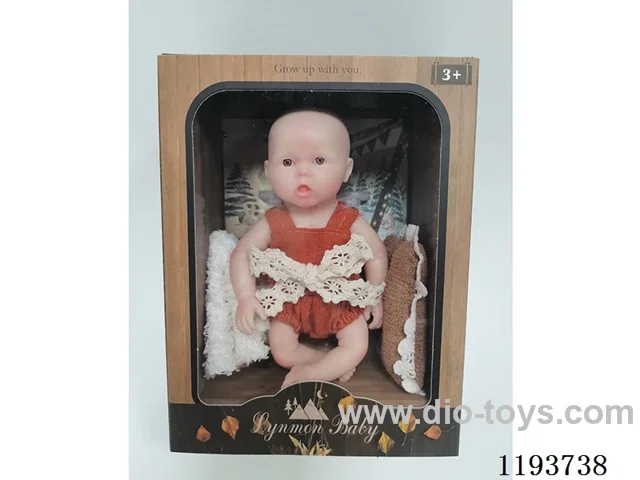 6 inch newborn solid silicone doll with pillow/quilt (baby girl)