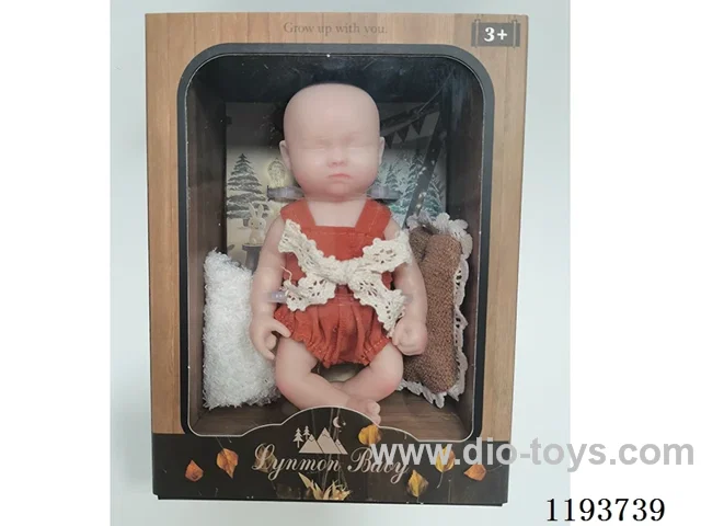 6 inch newborn solid silicone doll with pillow/quilt (baby girl)