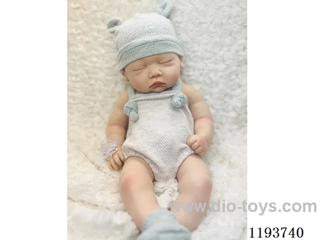 18 inch newborn solid silicone doll with pillow/pacifier/diaper/bottle (baby boy)