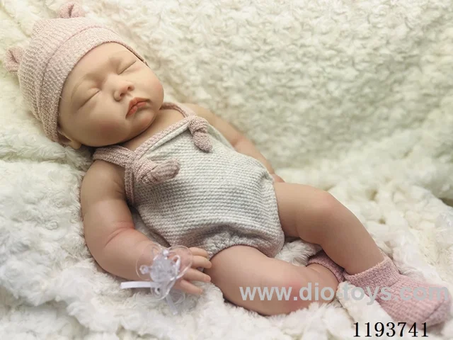 18 inch newborn solid silicone doll with pillow/pacifier/diaper/bottle (baby girl)