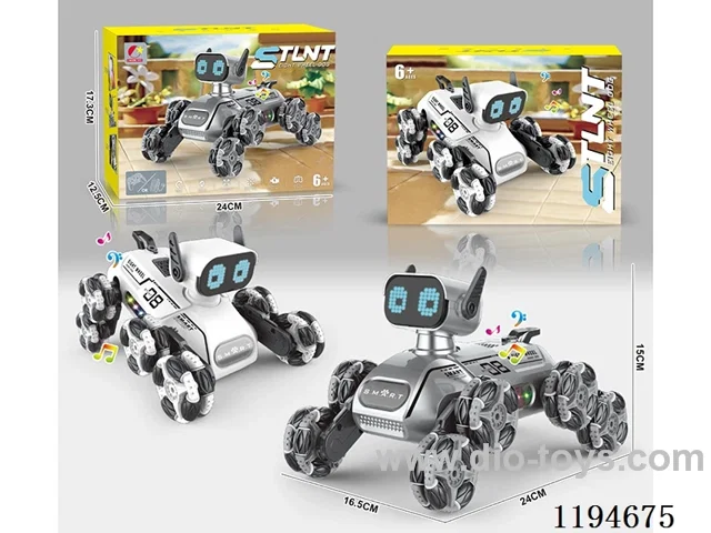 2.4G 11ch 8 wheel rc stunt dog W L/M/spray included 3.7V600mah battery 2 colors