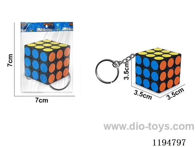 3.5CM dot heat transfer 3rd order Rubik's Cube w/keychain