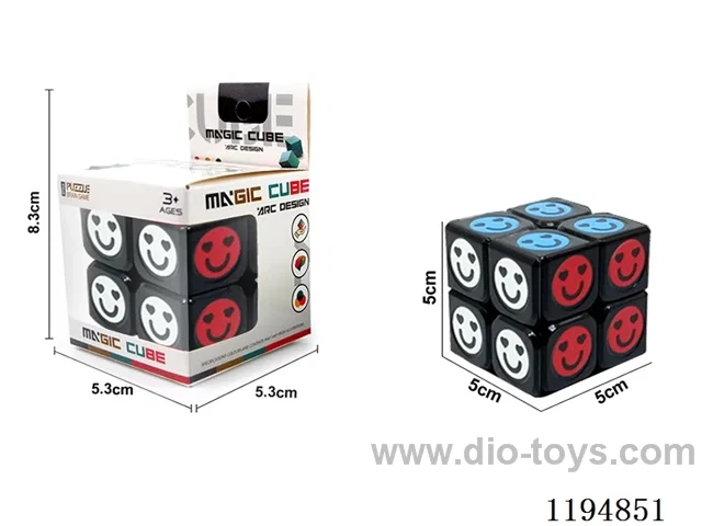 5.0CM 2nd order black smiley face UV printed Rubik's Cube