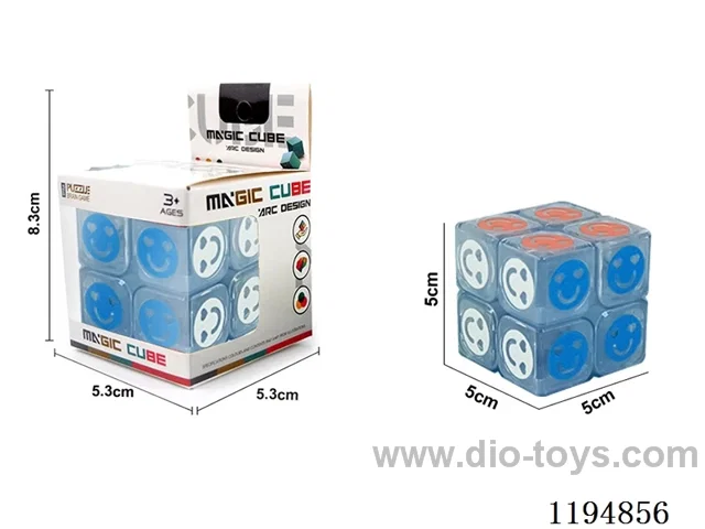 5.0CM 2nd order transparent smiley face UV printed Rubik's Cube