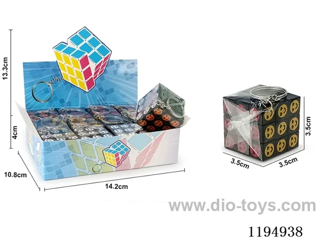 3.5CM Smiley Face Heat Transfer Rubik's Cube w/Keychain