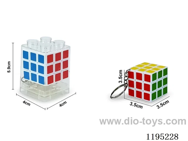 3.5CM Stickers 3rd Order Rubik's Cube w/Keychain
