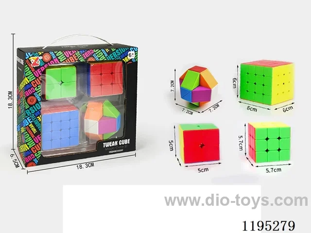 Solid Color 2nd, 3rd and 4th Order Rubik's Cube + Ruler Set
