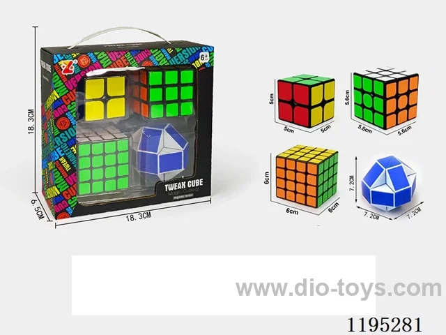 Black Sticker Rubik's Cube + Ruler Set