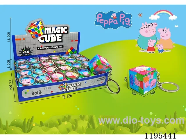 3CM Rubik's Cube UV printing Piggy Peach with keychain