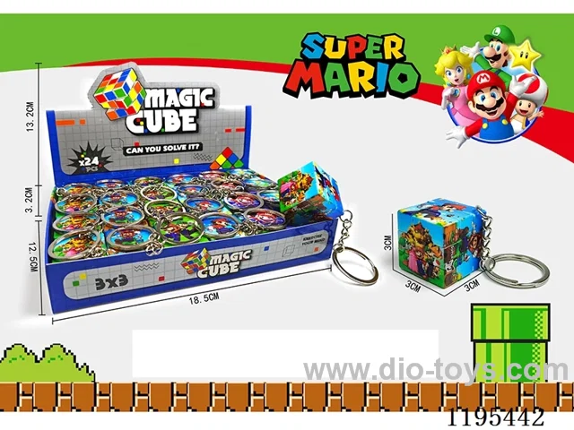 3CM Rubik's Cube UV print Mario with keychain