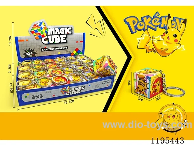 3CM Rubik's Cube UV print Pikachu with keychain