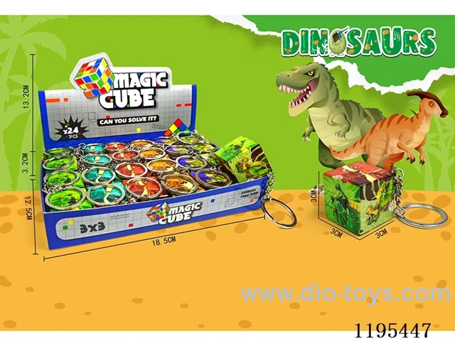 3CM Rubik's Cube UV Printed Dinosaur Keychain