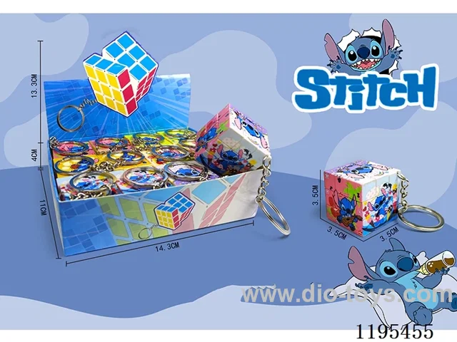 3.5CM Rubik's Cube UV printing Stitch with keychain