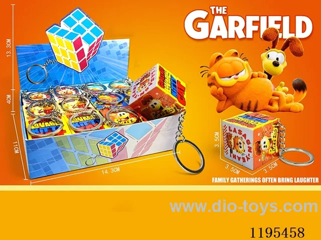 3.5CM Rubik's Cube UV printed new Garfield keychain