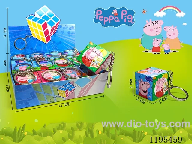 3.5CM Rubik's Cube UV printing Piggy Peach with keychain