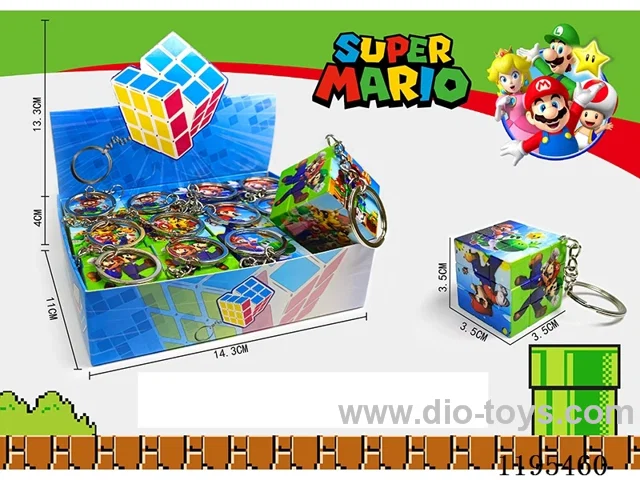 3.5CM Rubik's Cube UV print Mario with keychain