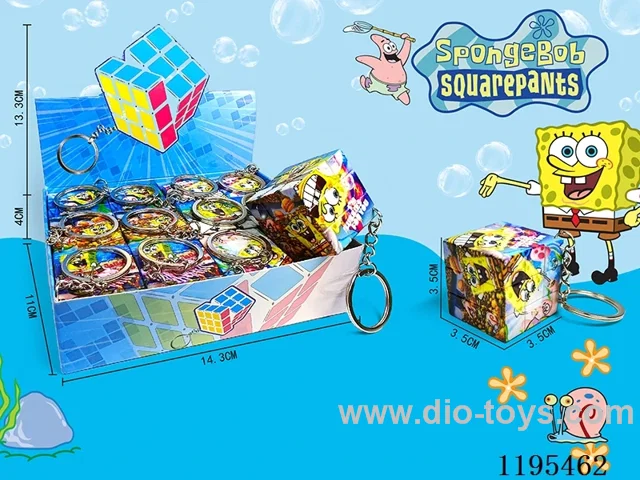 3.5CM Rubik's Cube UV printing SpongeBob SquarePants with keychain