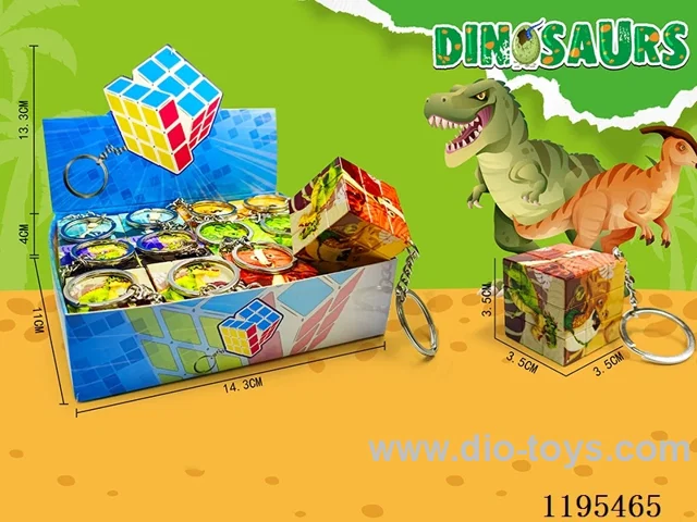 3.5CM Rubik's Cube UV Printed Dinosaur with Keychain