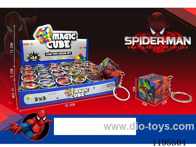 3CM 2nd order Rubik's Cube UV print Spider-Man with keychain