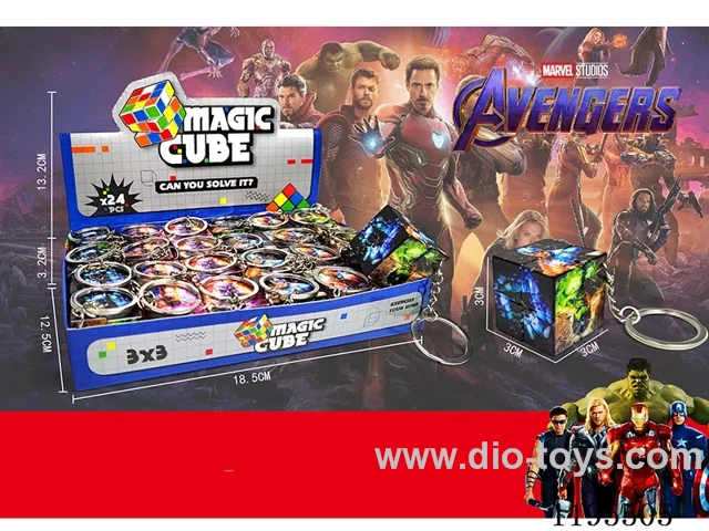 3CM 2nd order Rubik's Cube UV printing Iron Man with keychain 24PCS