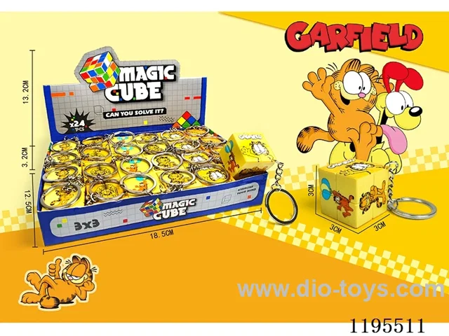 3CM 2nd order Rubik's Cube UV print Garfield with keychain