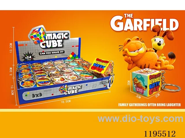 3CM 2nd order Rubik's Cube UV print Garfield with keychain