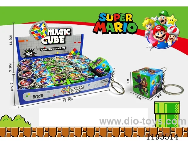 3CM 2nd order Rubik's Cube UV print Mario with keychain