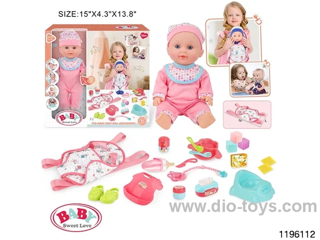 13 inch Fixed Eye Drinking Doll Set with IC